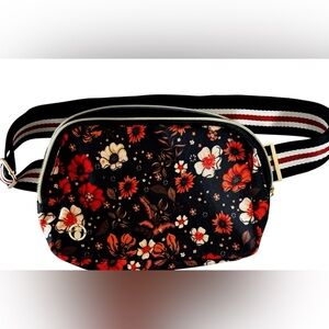 Simply Southern Crossbody Bag Beltbag - Black, Red, and Orange Floral